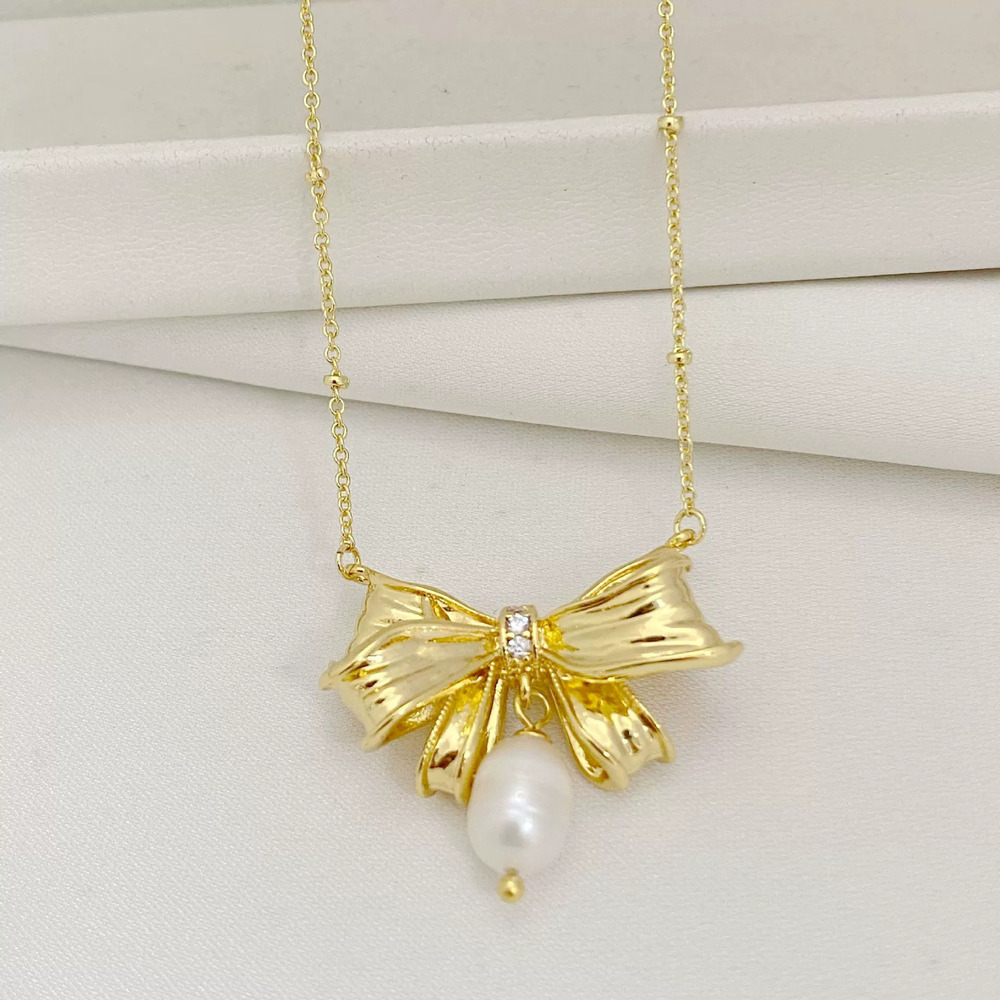 Kendra Scott Bow Pearl Pendant Necklace